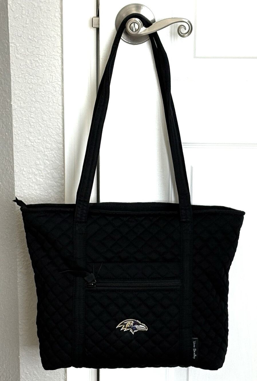 Vera Bradley NFL Baltimore Ravens Small Vera Tote Purse Bag Black + Logo NWT